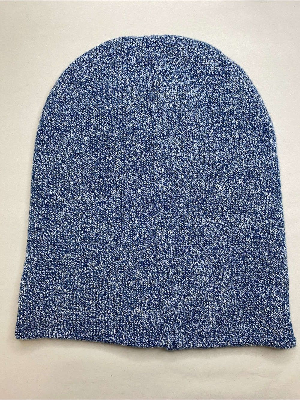 Blue Moon Logo Knit Beanie Hat Blue White Marled Cuffed Slouchy Unisex - Picture 4 of 7